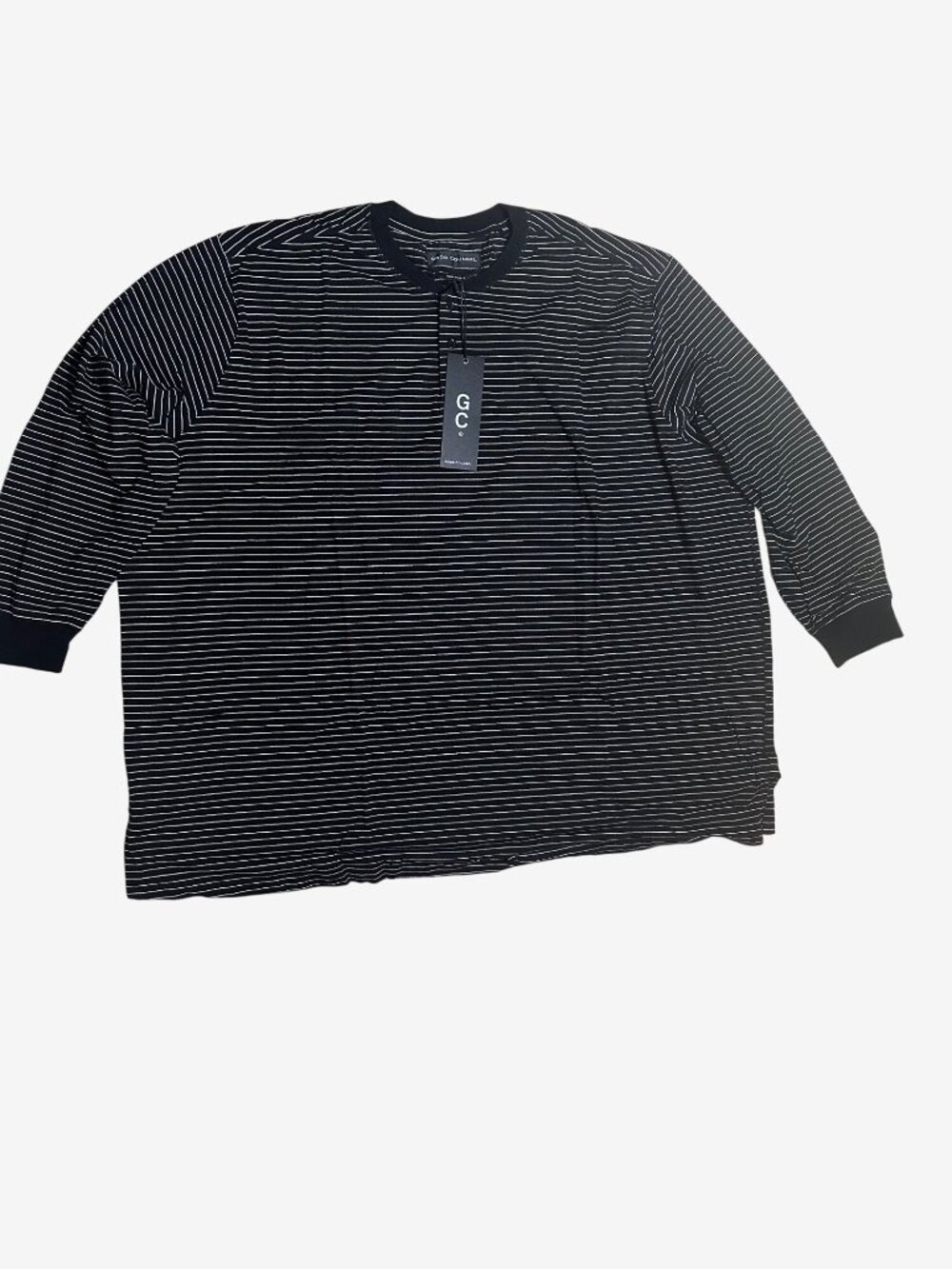 Good Counsel Wanzer L/S Henley Black & White Striped 5XL Cotton Blend Shirt